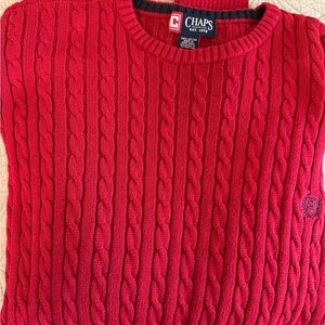Chaps Men's Vibrant Red Cable Knit Crewneck Sweater
